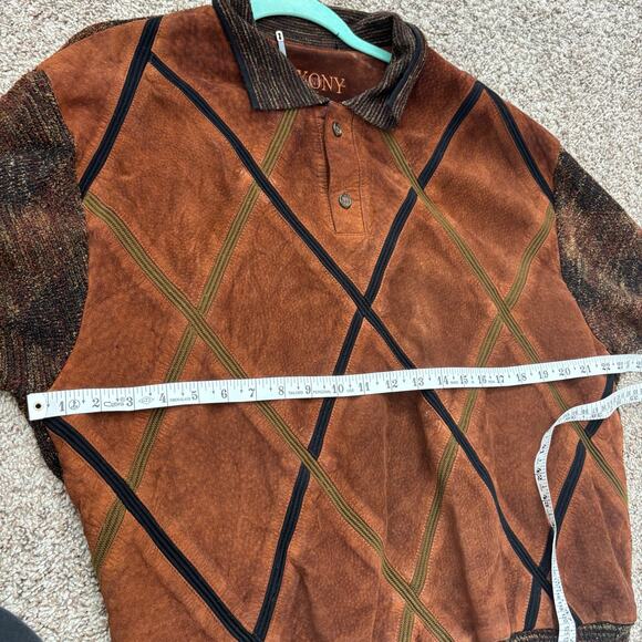 SAXONY Men’s Vintage Genuine Leather Knit
Pullover Sweater M - Picture 12 of 15